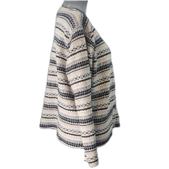 Talbots White Blue Fair Isle Print Button-Up Cardigan Sweater Size Large - Picture 4 of 7